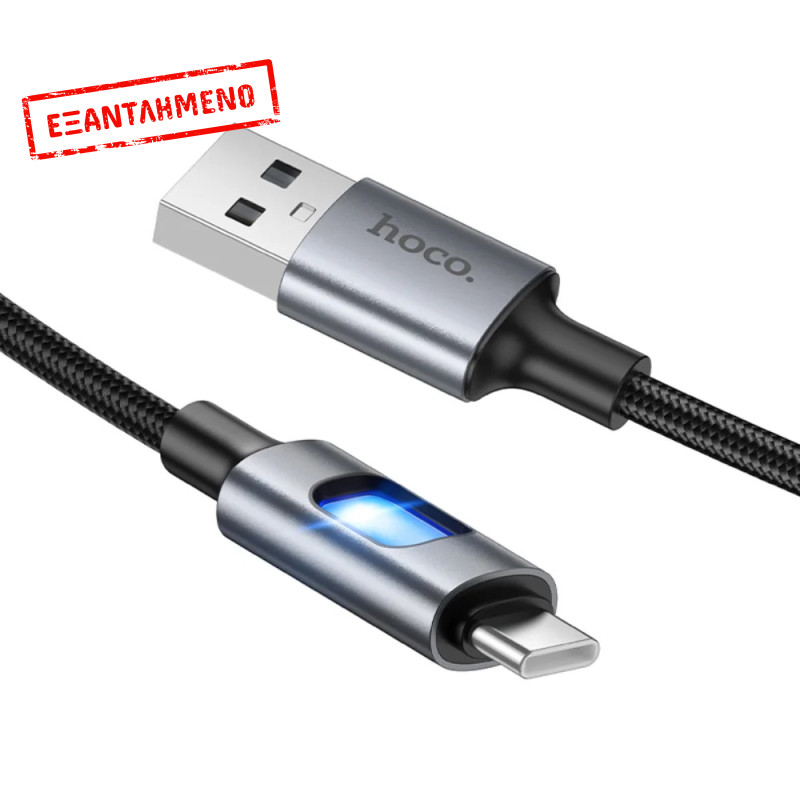 Καλώδιο Hoco U144 USB-A σε USB-C Fast Charging 2.4A με Φωτισμό Braided Μαύρο 1.2m Καλώδιο Hoco U144 USB-A σε USB-C Fast Charging 2.4A με Φωτισμό Braided Μαύρο 1.2m