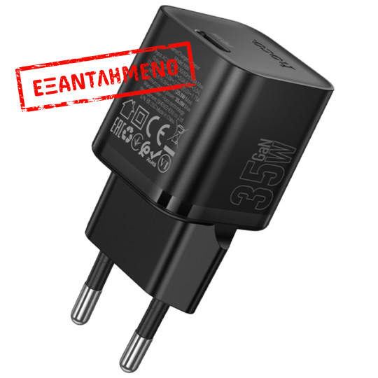 Φορτιστής Ταξιδίου Hoco N66 Ingenious GaN με 1 Εξόδο Φόρτισης USB-C PD35W 5V 3.0A Μαύρος Φορτιστής Ταξιδίου Hoco N66 Ingenious GaN με 1 Εξόδο Φόρτισης USB-C PD35W 5V 3.0A Μαύρος