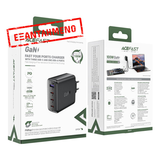 Φορτιστής Ταξιδίου Acefast A94 Fast Charging με 3xUSB-C + 1xUSB-A PD100W GaN Μαύρος Φορτιστής Ταξιδίου Acefast A94 Fast Charging με 3xUSB-C + 1xUSB-A PD100W GaN Μαύρος