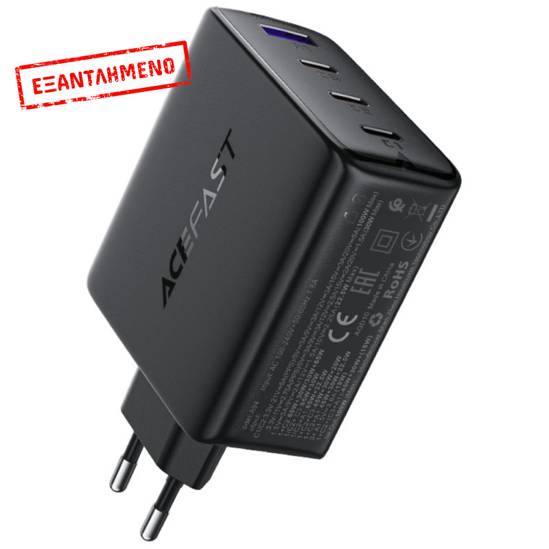Φορτιστής Ταξιδίου Acefast A94 Fast Charging με 3xUSB-C + 1xUSB-A PD100W GaN Μαύρος Φορτιστής Ταξιδίου Acefast A94 Fast Charging με 3xUSB-C + 1xUSB-A PD100W GaN Μαύρος