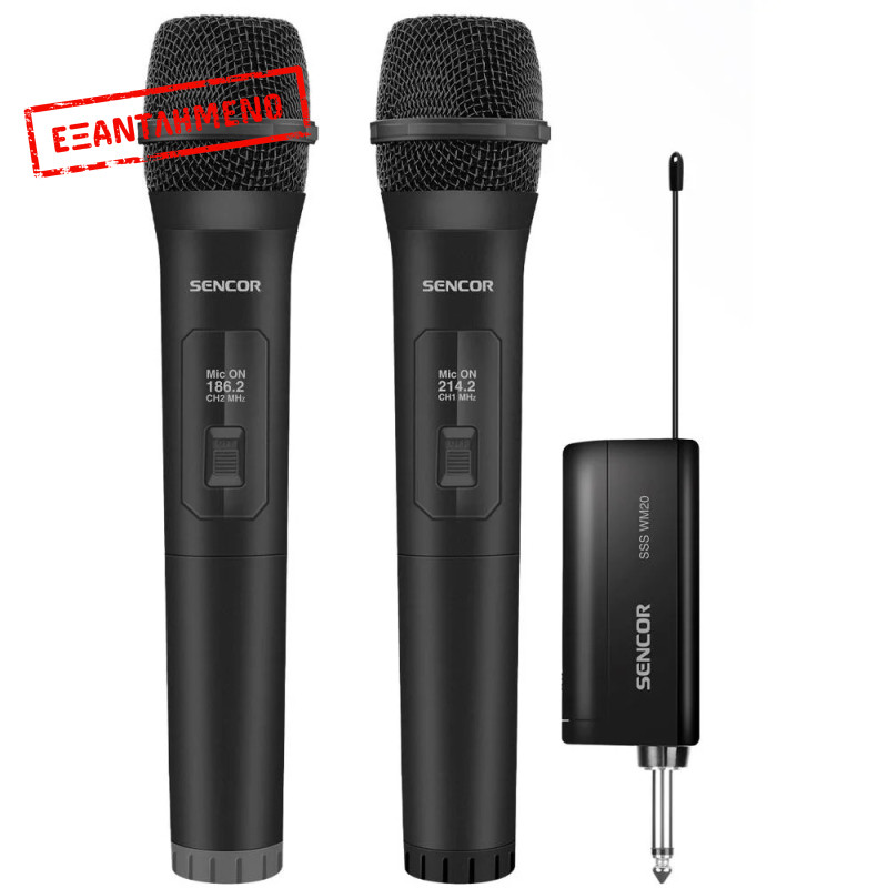 Σετ Ασύρματα Μικρόφωνα Sencor SSS WM20 με Ασύρματο Δέκτη 6.3mm Jack και Ακτίνα Λειτουργίας έως 20m