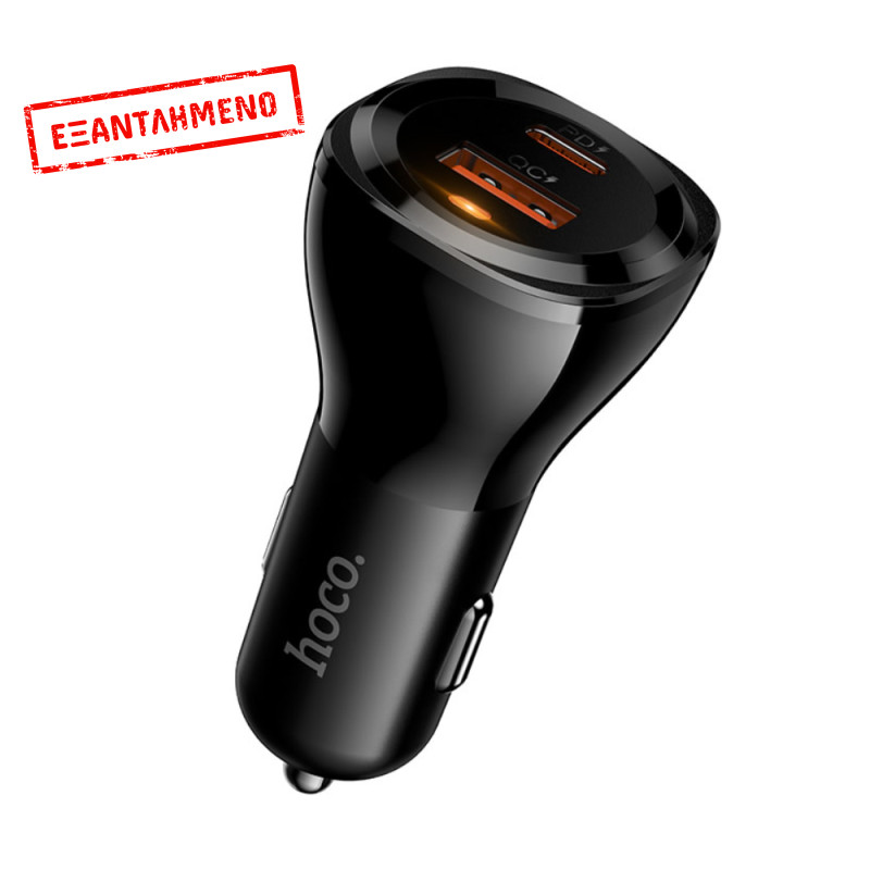 Φορτιστής Αυτοκινήτου Hoco DZ27 48W 1xUSB-C PD30W 1xUSB-A QC3.0 και Ένδειξη Λειτουργίας Μαύρος Φορτιστής Αυτοκινήτου Hoco DZ27 48W 1xUSB-C PD30W 1xUSB-A QC3.0 και Ένδειξη Λειτουργίας Μαύρος