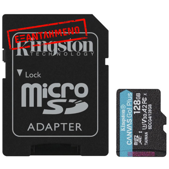 Κάρτα Μνήμης Kingston CanvasGo+ MicroSDXC 128GB Class 10 με SD Αντάπτορα εως 200Mb/s SDCG4/128GB