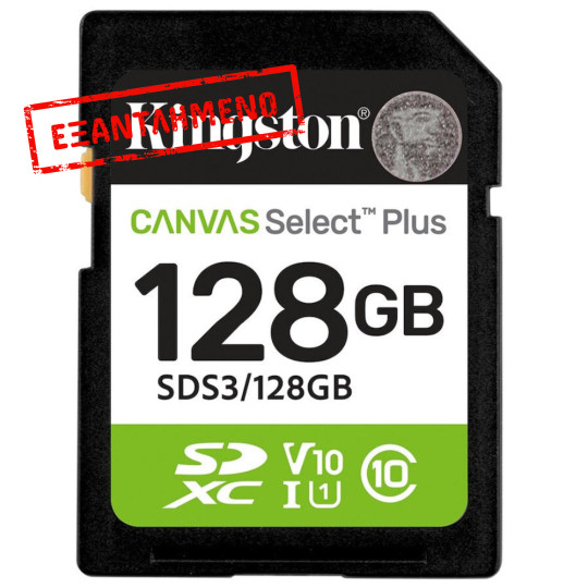 Κάρτα Μνήμης Kingston Canvas Select Plus+ SDXC 128GB Class 10 έως 150MB/s SDS3/128GB