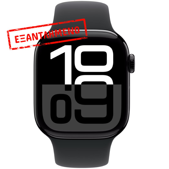 Apple Watch Series 10 Aluminum 42mm GPS NFC IP6X Aluminum Case Jet Black με Sport Band Black