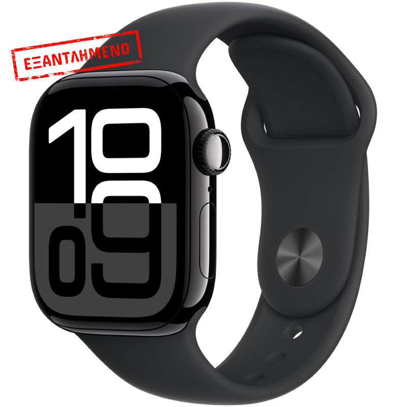 Apple Watch Series 10 Aluminum 42mm GPS NFC IP6X Aluminum Case Jet Black με Sport Band Black