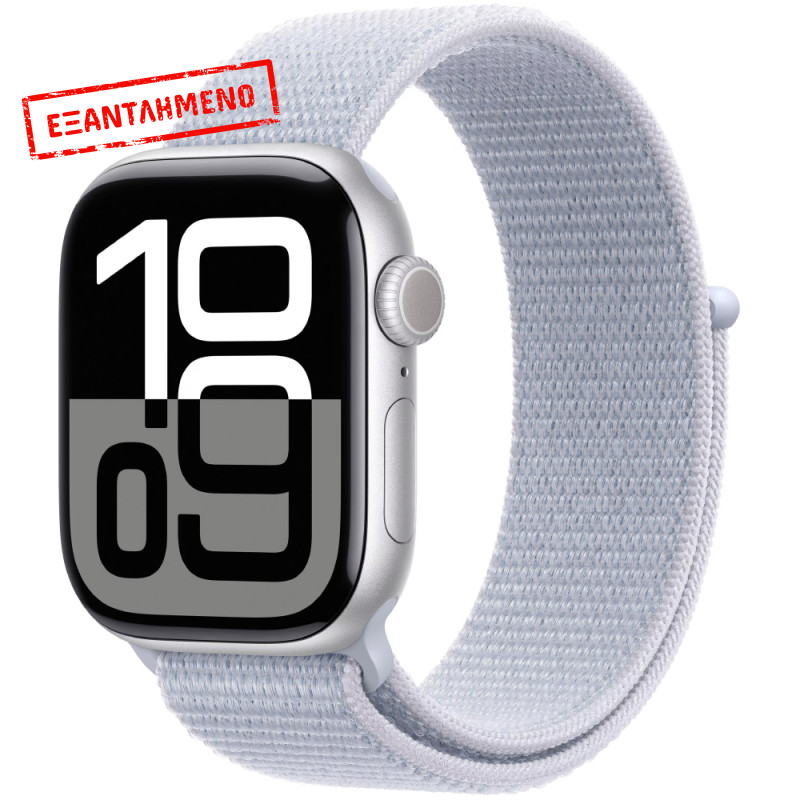 Apple Watch Series 10 Aluminum 42mm GPS NFC IP6X Aluminum Case Silver με Blue Cloud Sport Loop MWWD3QC/A Apple Watch Series 10 Aluminum 42mm GPS NFC IP6X Aluminum Case Silver με Blue Cloud Sport Loop MWWD3QC/A