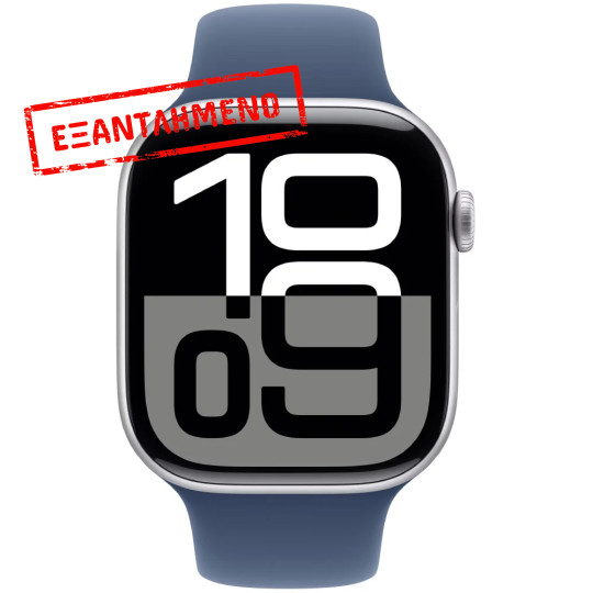 Apple Watch Series 10 Aluminum 46mm GPS NFC IP6X Aluminum Case Silver με Denim Sport Band MWWL3QF/A Apple Watch Series 10 Aluminum 46mm GPS NFC IP6X Aluminum Case Silver με Denim Sport Band MWWL3QF/A