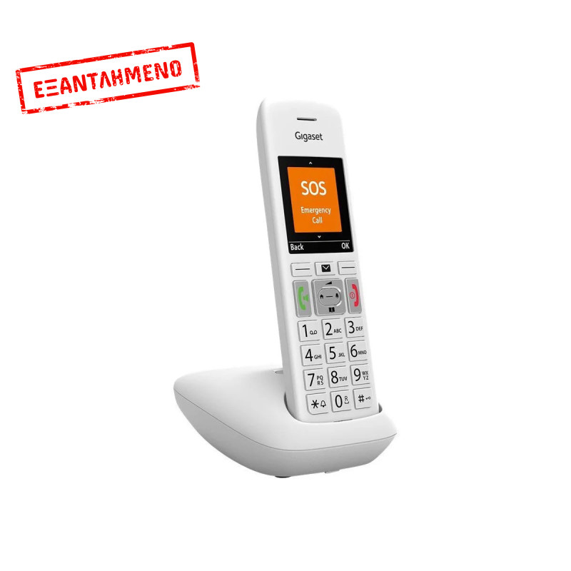 Ασύρματο Ψηφιακό Τηλέφωνο Gigaset E390  Λευκό με Μεγάλη Οθόνη, Μεγάλα  Πλήκτρα και Ανοιχτή Ακρόαση