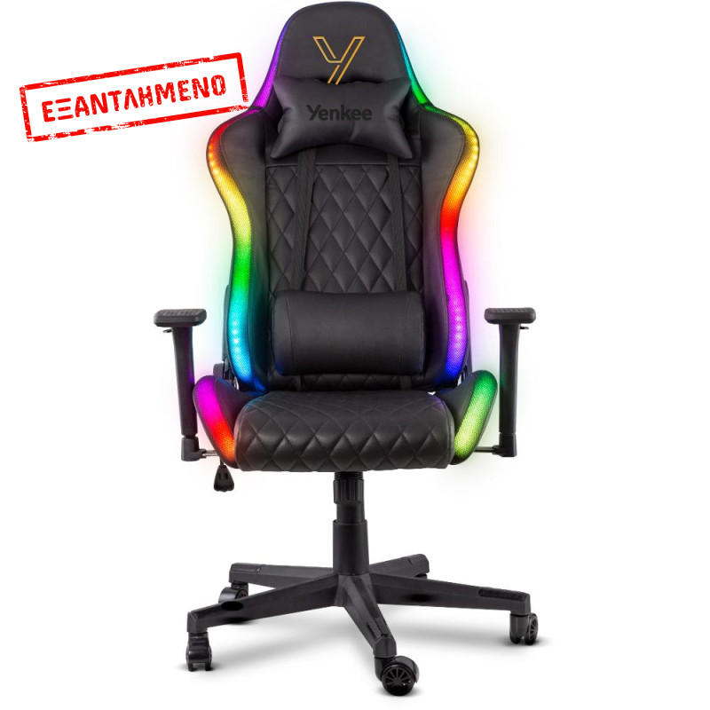 Καρέκλα Gaming Yenkee YGC 300RGB STARDUST Μαύρη Δερματίνη 3D Ρυθμιζόμενα Μπράτσα και RGB Φωτισμό Μέγιστο Βάρος 120kg