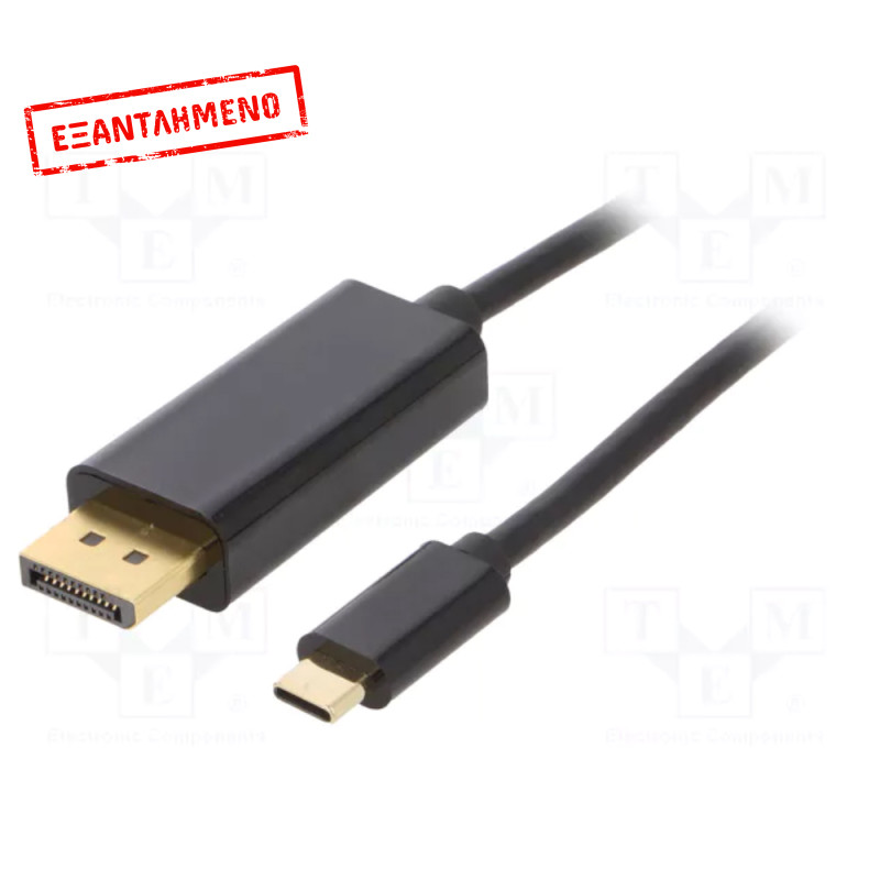 Καλώδιο σύνδεσης Akyga AK-AV-16 USB-C σε DisplayPort 4Κ 60Hz Μαύρο 1.8m