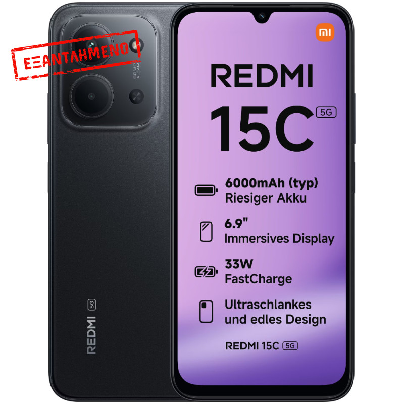 Xiaomi Redmi 15C 5G Dual Sim 6.9" 4GB/128GB NFC IP64 Midnight Black Xiaomi Redmi 15C 5G Dual Sim 6.9" 4GB/128GB NFC IP64 Midnight Black