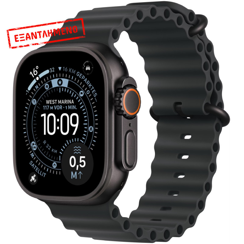 Apple Watch Ultra 3 49mm GPS eSIM NFC IP6X Titanium Case Black με Black Ocean Band MF0J4QC/A Apple Watch Ultra 3 49mm GPS eSIM NFC IP6X Titanium Case Black με Black Ocean Band MF0J4QC/A