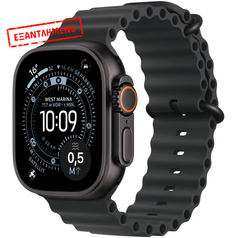 Apple Watch Ultra 3 49mm GPS eSIM NFC IP6X Titanium Case Black με Black Ocean Band MF0J4QF/A Apple Watch Ultra 3 49mm GPS eSIM NFC IP6X Titanium Case Black με Black Ocean Band MF0J4QF/A