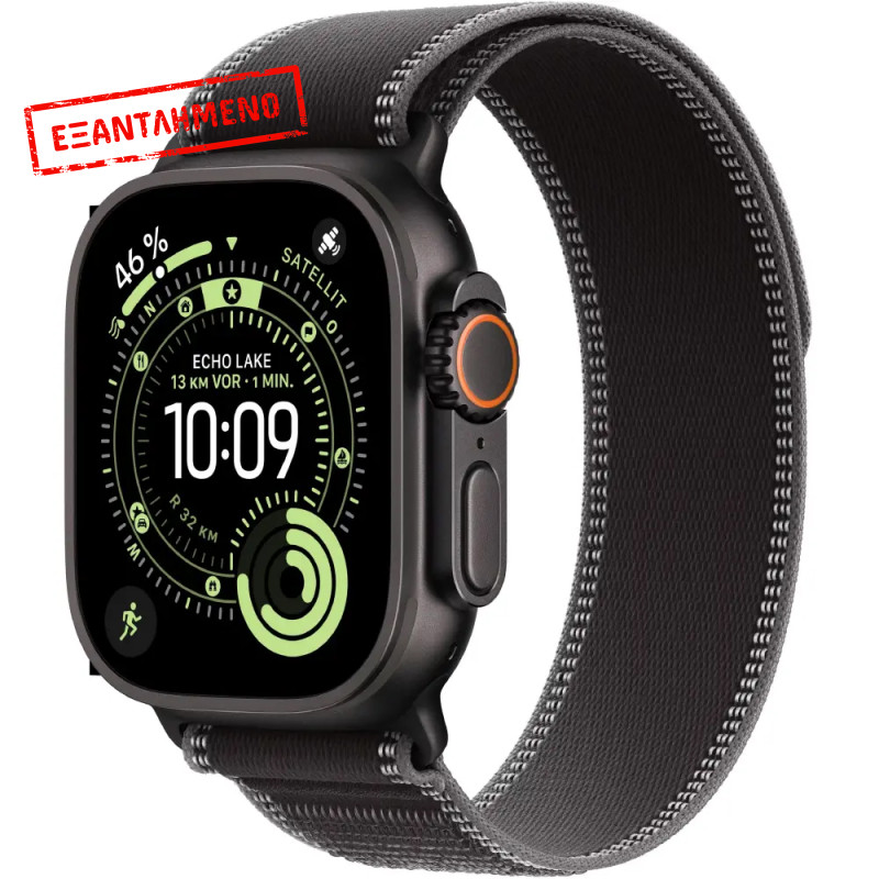 Apple Watch Ultra 3 49mm GPS eSIM NFC IP6X Titanium Case Black με Charcoal Trail Loop MF1H4QF/A Apple Watch Ultra 3 49mm GPS eSIM NFC IP6X Titanium Case Black με Charcoal Trail Loop MF1H4QF/A