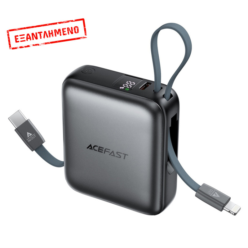 Power Bank Acefast M23 Mini 10000mAh PD22.5W Fast Charging με Ενσωματωμένα Καλώδια 1xUSB-C και 1xLightning και 1xUSB-C Θύρα Μαύρο Power Bank Acefast M23 Mini 10000mAh PD22.5W Fast Charging με Ενσωματωμένα Καλώδια 1xUSB-C και 1xLightning και 1xUSB-C Θύρα Μαύρο