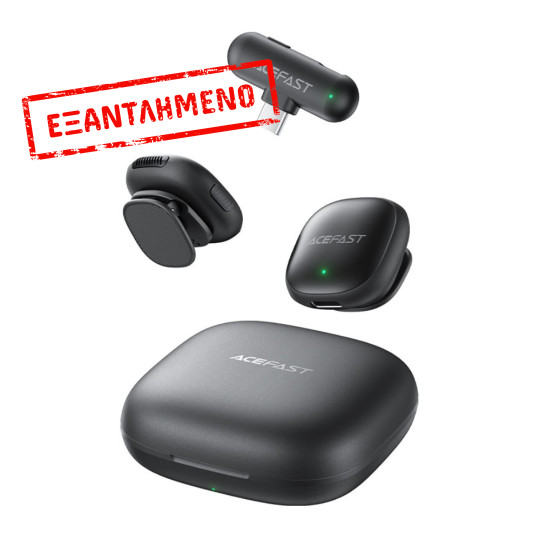 Σετ 2 Μικρόφωνα Πέτου Lavalier Acefast R1 HD AI Μείωση Θορύβου, Ακτίνα 50m και 48hr Διάρκεια Μπαταρίας με USB-C Transmitter και Θήκη Φόρτισης Μαύρο