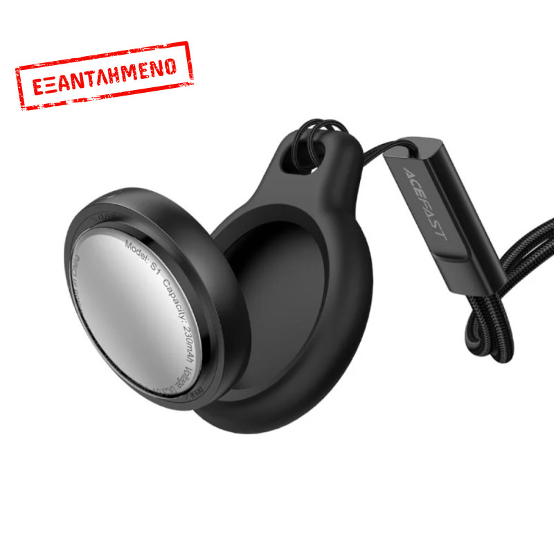 Acefast Tag S1 Anti-Lost Tracker Μόνο για iOS Συμβατό με Apple Find My Network με Προστατευτική Θήκη και Υποδοχή για Λουράκι Μαύρο