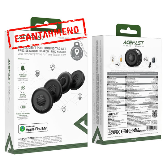 Σετ Acefast Tag S1 Anti-Lost Tracker Μόνο για iOS Συμβατό με Apple Find My Network με Προστατευτική Θήκη και Υποδοχή για Λουράκι Μαύρο Τεμ.4