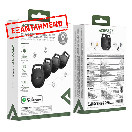 Σετ Acefast Tag S2 Anti-Lost Tracker Μόνο για iOS Συμβατό με Apple Find My Network με Λουράκι Μαύρο Τεμ.4