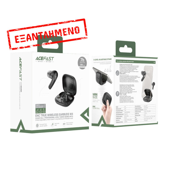 Wireless Hands Free Acefast W4 v5.4 350mAh TWS ENC AI-Μείωση Θορύβου IPX4 με Ultra-thin Θήκη Φόρτισης/Βάση Στήριξης Μαύρα Wireless Hands Free Acefast W4 v5.4 350mAh TWS ENC AI-Μείωση Θορύβου IPX4 με Ultra-thin Θήκη Φόρτισης/Βάση Στήριξης Μαύρα
