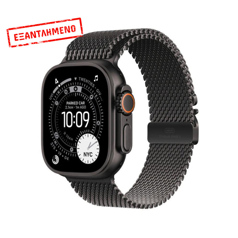 Apple Watch Ultra 3 49mm GPS eSIM NFC IP6X Titanium Case Black με Black Titanium Milanese Loop MF1Q4QF/A Apple Watch Ultra 3 49mm GPS eSIM NFC IP6X Titanium Case Black με Black Titanium Milanese Loop MF1Q4QF/A
