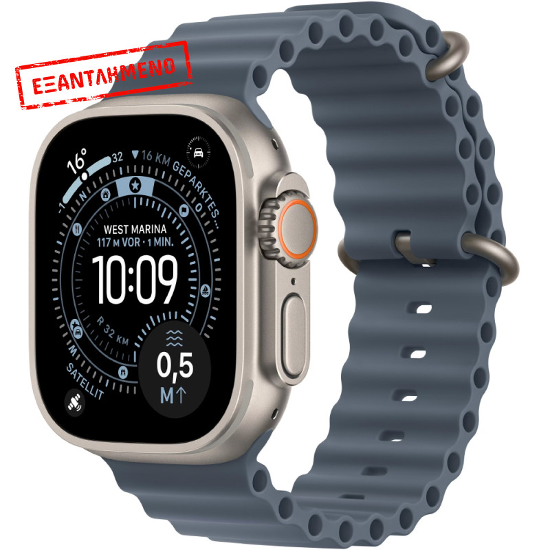 Apple Watch Ultra 3 49mm GPS eSIM NFC IP6X Natural Titanium Case με Anchor Blue Ocean Band MEWH4QF/A Apple Watch Ultra 3 49mm GPS eSIM NFC IP6X Natural Titanium Case με Anchor Blue Ocean Band MEWH4QF/A