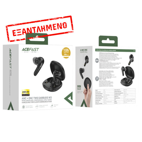 Wireless Hands Free Acefast W3 v5.4 350mAh ANC TWS 4-mic ENC με Mini Θήκη Φόρτισης Μαύρα Wireless Hands Free Acefast W3 v5.4 350mAh ANC TWS 4-mic ENC με Mini Θήκη Φόρτισης Μαύρα