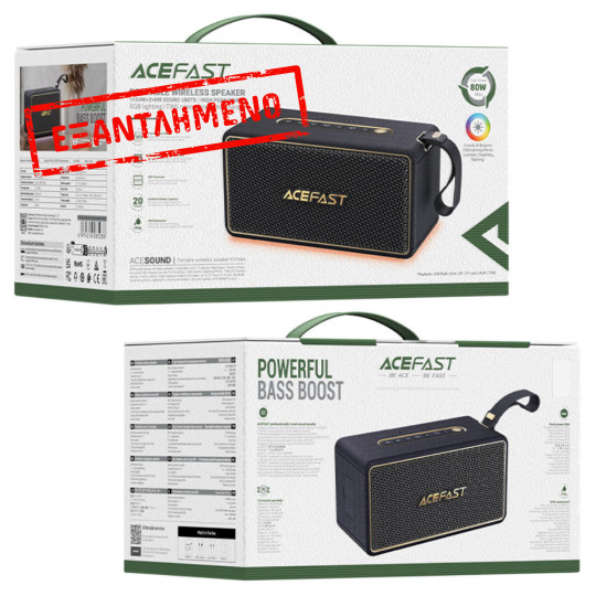 Φορητό Ηχείο Wireless Acefast K3 Max v5.4 TWS 80W 5000mAh με Μικρόφωνο USB AUX TF και RGB Φωτισμό IPX6 Μαύρο