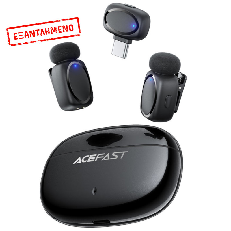Σετ 2 Μικρόφωνα Πέτου Lavalier Acefast R2 HD Μείωση Θορύβου, Ακτίνα 15m και 20hr Διάρκεια Μπαταρίας με USB-C Transmitter και Θήκη Φόρτισης Μαύρο Σετ 2 Μικρόφωνα Πέτου Lavalier Acefast R2 HD Μείωση Θορύβου, Ακτίνα 15m και 20hr Διάρκεια Μπαταρίας με USB-C Transmitter και Θήκη Φόρτισης Μαύρο