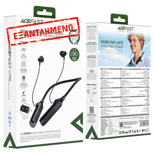 Wireless Earphones Hands Free Acefast N6 Magnetic v5.4 1000mAh 130hr Αναπαραγωγής IPX4 Μαύρα