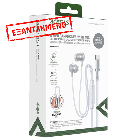 Hands Free Acefast L8 Earphones Stereo USB-C με Μικρόφωνο 1.2m Γκρι Συμβατά με Όλες τις Συσκευές USB-C Hands Free Acefast L8 Earphones Stereo USB-C με Μικρόφωνο 1.2m Γκρι Συμβατά με Όλες τις Συσκευές USB-C