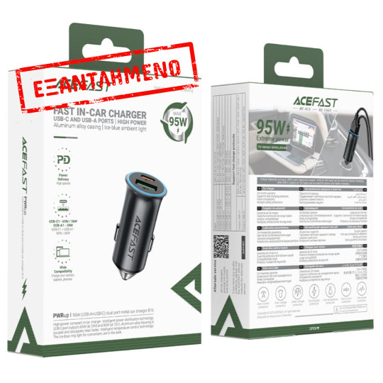 Φορτιστής Αυτοκινήτου Acefast B16 1xUSB-C 1xUSB-A PD95W QC3.0 Αλουμινένιος με Φωτισμό Γκρι Φορτιστής Αυτοκινήτου Acefast B16 1xUSB-C 1xUSB-A PD95W QC3.0 Αλουμινένιος με Φωτισμό Γκρι