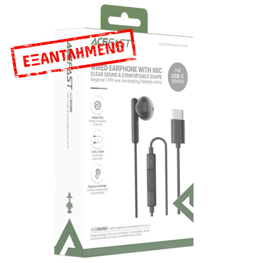 Hands Free Acefast L9 Μονό Ακουστικό USB-C με HD Μικρόφωνο Συμβατά με Όλες τις Συσκευές USB-C Μαύρα 1.2m Hands Free Acefast L9 Μονό Ακουστικό USB-C με HD Μικρόφωνο Συμβατά με Όλες τις Συσκευές USB-C Μαύρα 1.2m