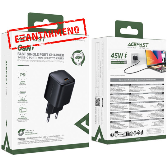 Φορτιστής Ταξιδίου Acefast A119 Mini Fast Charging USB-C PD45W 3A GaN Μαύρος Φορτιστής Ταξιδίου Acefast A119 Mini Fast Charging USB-C PD45W 3A GaN Μαύρος