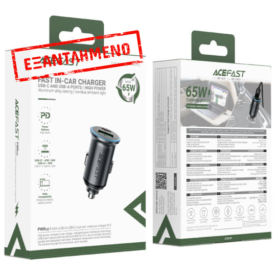 Φορτιστής Αυτοκινήτου Acefast B15 1xUSB-C 1xUSB-A PD65W QC3.0 Αλουμινένιος με Φωτισμό Γκρι Φορτιστής Αυτοκινήτου Acefast B15 1xUSB-C 1xUSB-A PD65W QC3.0 Αλουμινένιος με Φωτισμό Γκρι