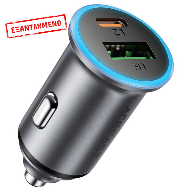 Φορτιστής Αυτοκινήτου Acefast B15 1xUSB-C 1xUSB-A PD65W QC3.0 Αλουμινένιος με Φωτισμό Γκρι Φορτιστής Αυτοκινήτου Acefast B15 1xUSB-C 1xUSB-A PD65W QC3.0 Αλουμινένιος με Φωτισμό Γκρι