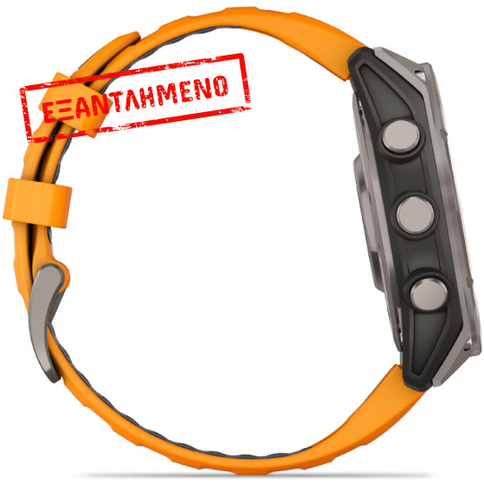 Smartwatch Garmin Fenix 8 Titanium 47mm GPS NFC 10 ATM με Δυνατότητα Κλήσεων Sapphire Titanium with Spark Orange and Graphite Silicone Band