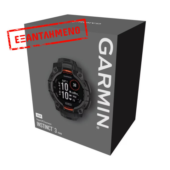 Garmin Instinct 3 Solar Aluminium 45mm GPS NFC 10 ATM Black με Black Band