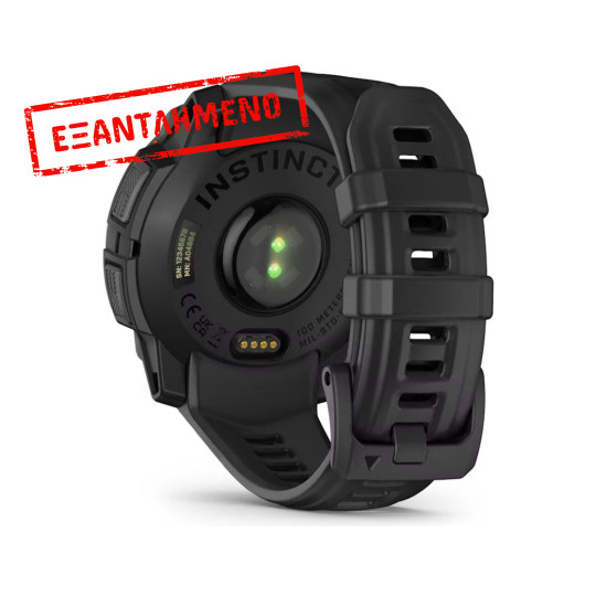 Garmin Instinct 3 Solar Aluminium 45mm GPS NFC 10 ATM Black με Black Band