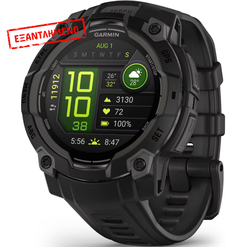 Garmin Instinct 3 Solar 50mm GPS NFC 10 ATM Black with Charcoal Band