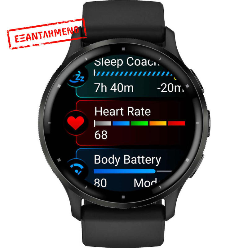 Garmin Venu 3 Stainless Steel 45mm GPS 5 ATM με Δυνατότητα Κλήσεων Slate Bezel και Black Silicone Band Garmin Venu 3 Stainless Steel 45mm GPS 5 ATM με Δυνατότητα Κλήσεων Slate Bezel και Black Silicone Band