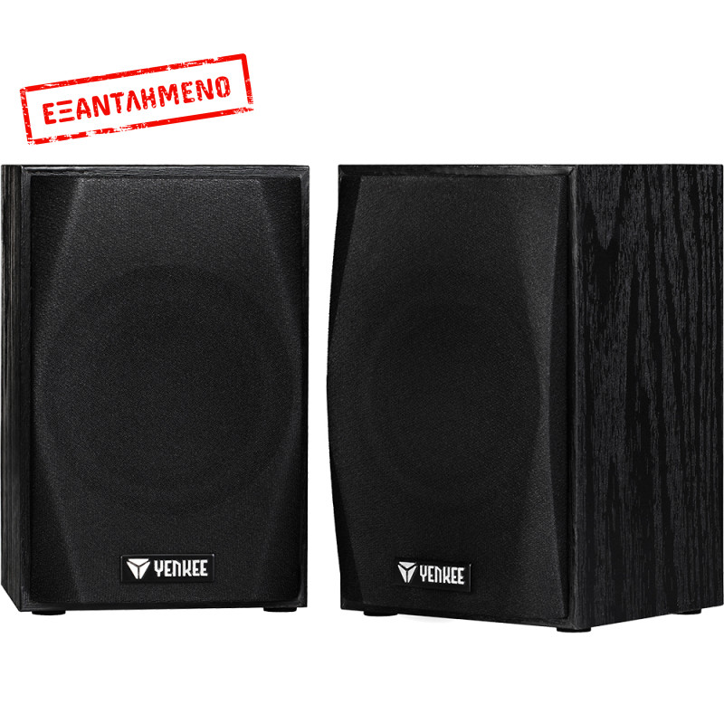 Yenkee YSP 2010BK Stereo Ηχεία 2.0 5W με Ξύλινη Καμπίνα και Παροχή Ρεύματος μέσω USB-A Μαύρα