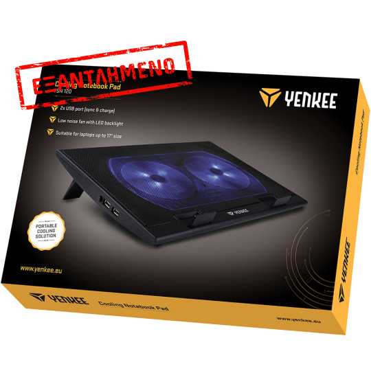 Laptop Cooler Yenkee YSN 120 για Φορητούς Υπολογιστές έως 17" με Φωτισμό και Δυο Χαμηλού Θορύβου Ανεμιστήρες με Ταχύτητα 1000 Rpm