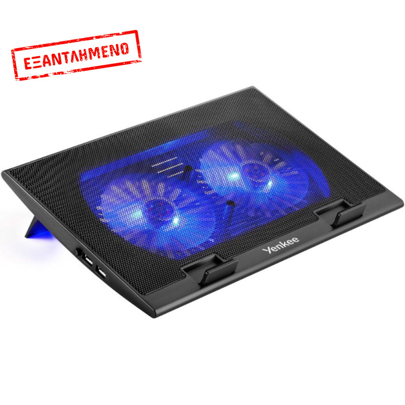 Laptop Cooler Yenkee YSN 120 για Φορητούς Υπολογιστές έως 17" με Φωτισμό και Δυο Χαμηλού Θορύβου Ανεμιστήρες με Ταχύτητα 1000 Rpm