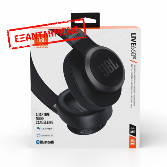 Bluetooth Ακουστικά JBL Live 660NC Ασύρματα & Ενσύρματα USB-C με ANC 50h Ακρόαση και Fast Charge Black JBLLIVE660NCBLK