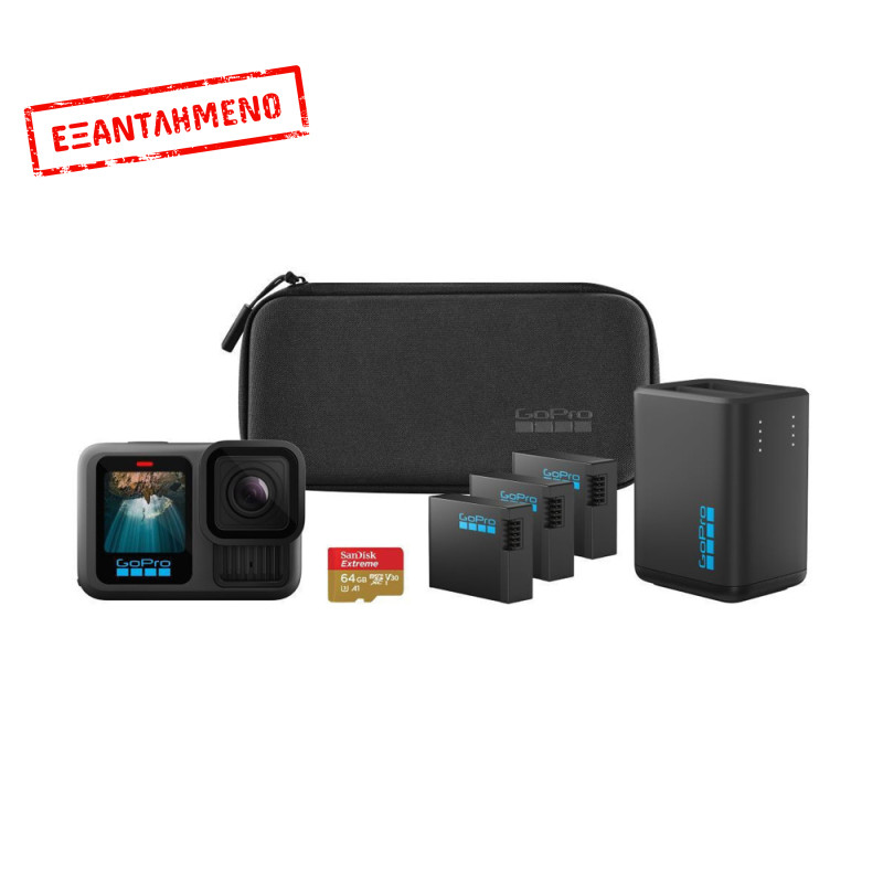 Action Camera GoPro Hero13 Extended Power Bundle CHDRB-134-RW 5.3K 360° 2.27" Οθόνη και Wi-Fi 1900mAh 10m Υποβρύχια Black & Accessory Bundle