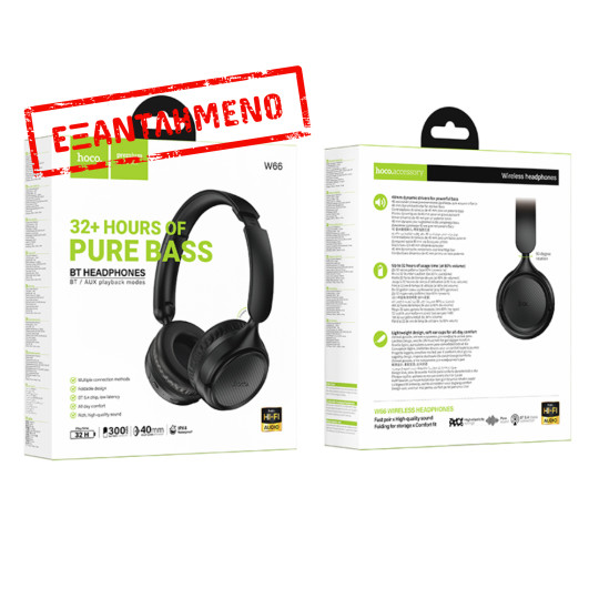 Wireless Ακουστικά Stereo Hoco Hoco W66 Wave v5.4 300mAh 32hr Χρήσης με Μικρόφωνο Μαύρα Wireless Ακουστικά Stereo Hoco Hoco W66 Wave v5.4 300mAh 32hr Χρήσης με Μικρόφωνο Μαύρα