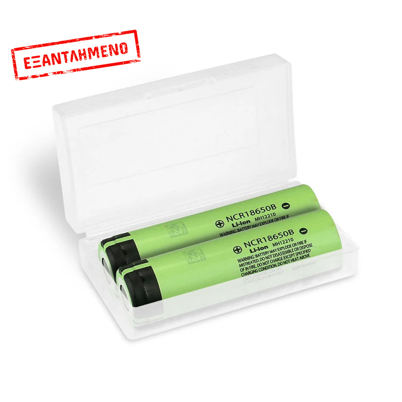Επαναφορτιζόμενη Μπαταρία Βιομηχανικού Τύπου, Panasonic 18650 NCR18650B Li-ion 3.7V 3200mAh 2τμχ με Κουτί Αποθήκευσης Επαναφορτιζόμενη Μπαταρία Βιομηχανικού Τύπου, Panasonic 18650 NCR18650B Li-ion 3.7V 3200mAh 2τμχ με Κουτί Αποθήκευσης