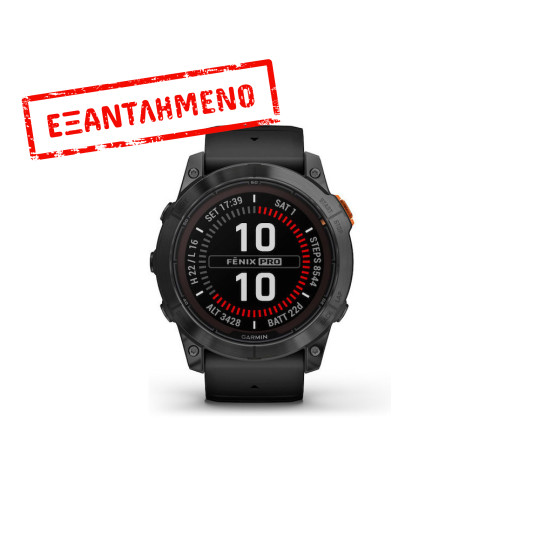 Smartwatch Garmin Fenix 7X Pro Solar Stainless Steel 51mm GPS NFC 10 ATM Slate Grey με Black Band
